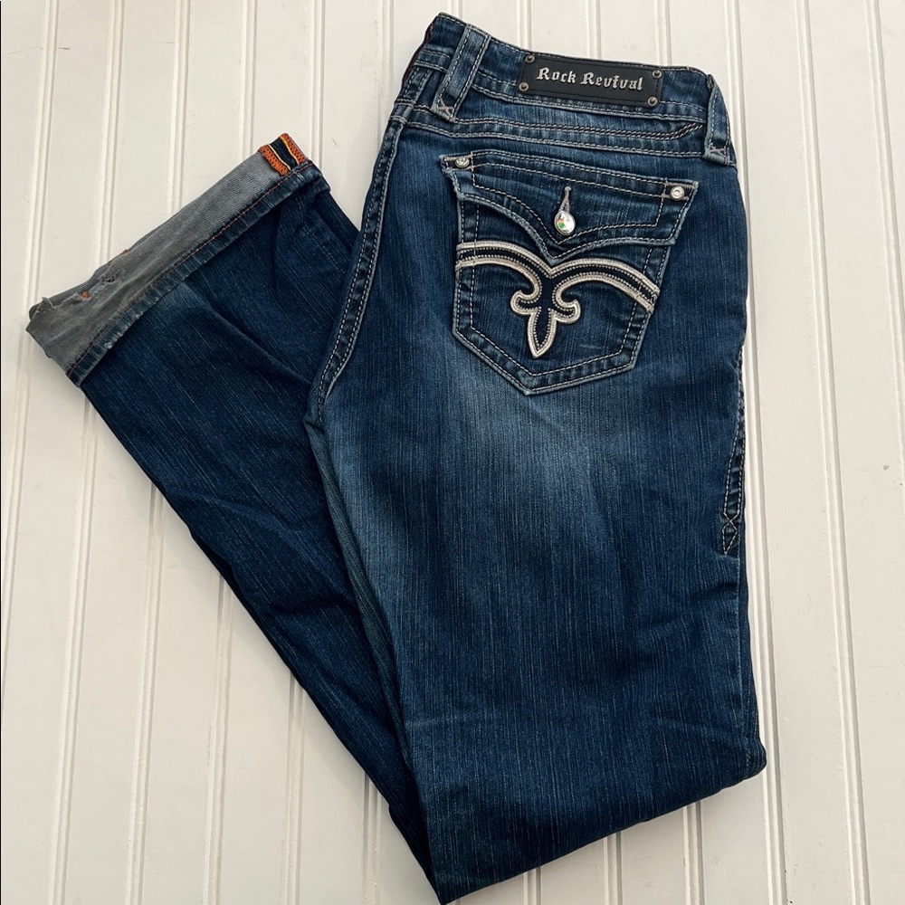 Y2K Rock Revival Elena Women's Dark Blue Boot Cut Jeans 31
